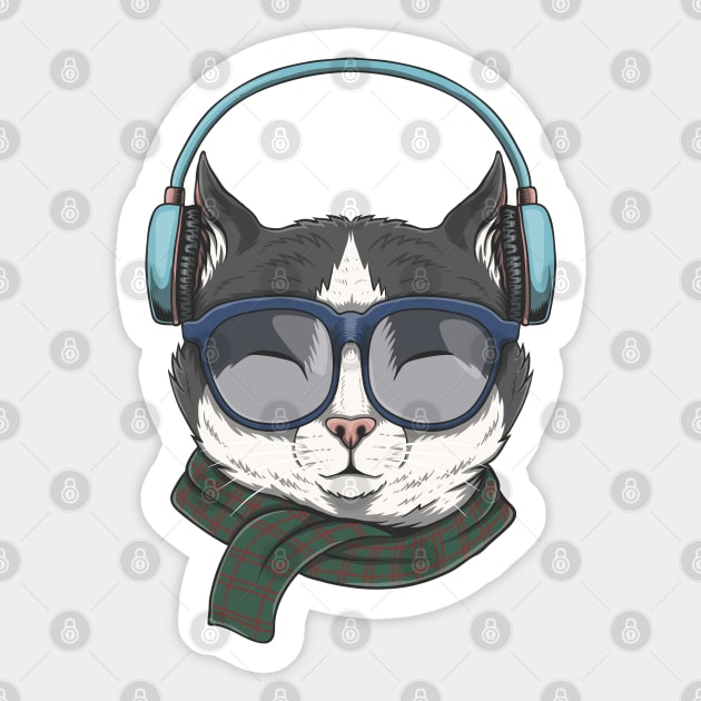 Cat Wearing Sunglasses Sticker by Raja2021